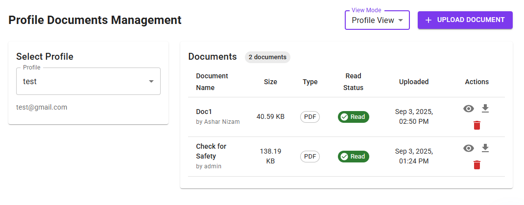 Document Sharing screen